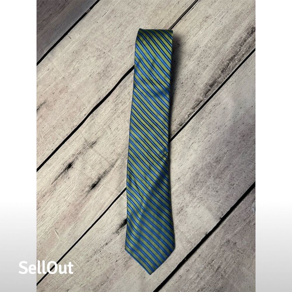 Ted Baker London Men's Blue Striped Silk Necktie - Picture 5 of 5